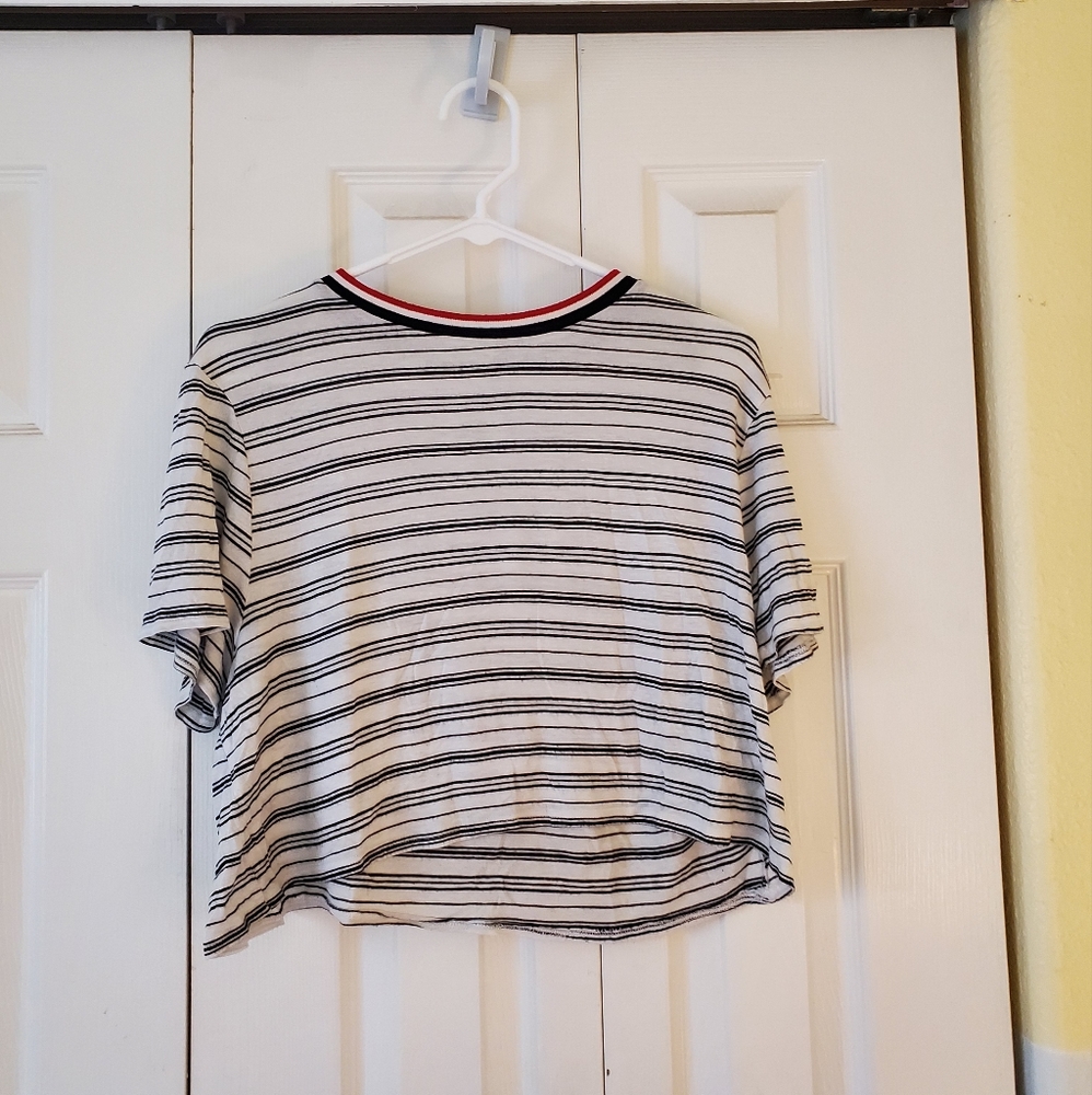 Black and White Striped Crop Top